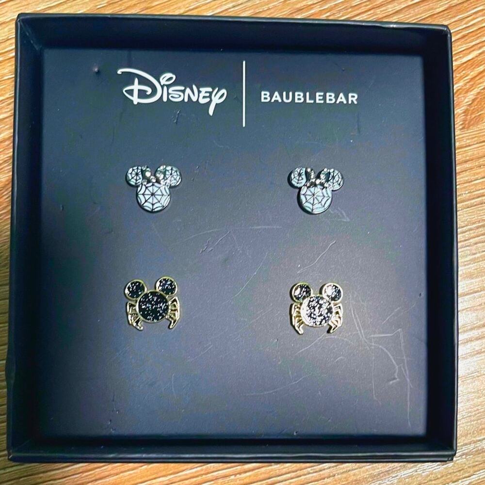 Disney Baublebar Mickey Mouse Halloween Earrings 2 pairs NEW Spider & Spiderweb